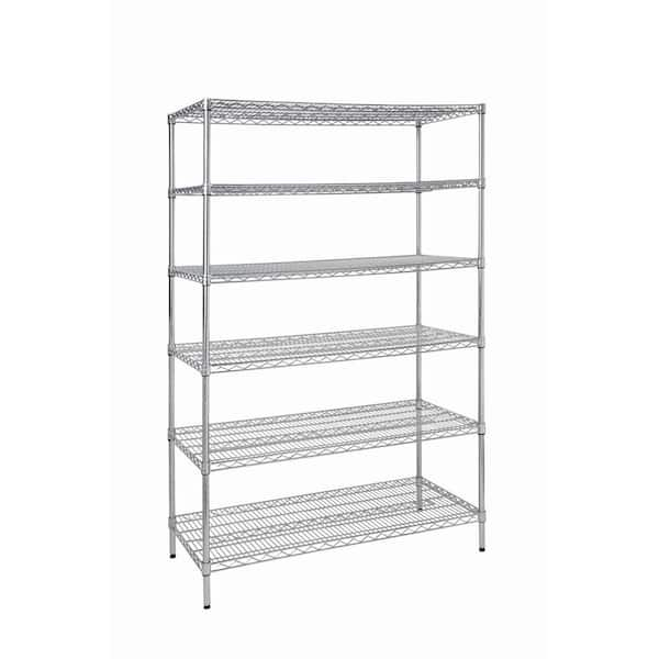 6-Tier Commercial Grade Heavy Duty Steel Wire Shelving Unit in Chrome (48 in. W x 72 in. H x 24 in. D) (HD32448RCPS)