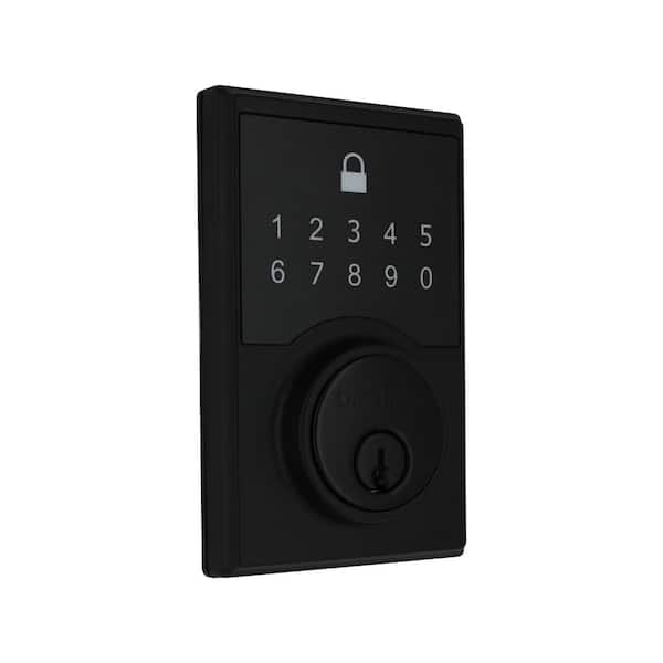 Square Matte Black Compact Touch Electronic Single Cylinder Deadbolt (32GC8X9D01AHP)