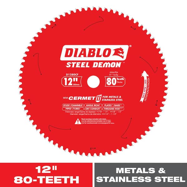 12in. x 80-Teeth Steel Demon Cermet II Saw Blade for Medium Metal (D1280CF)