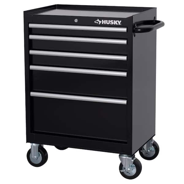 Tool Storage 27 in. W 5-Drawer Gloss Black Rolling Tool Cabinet (H27TR5BLK)