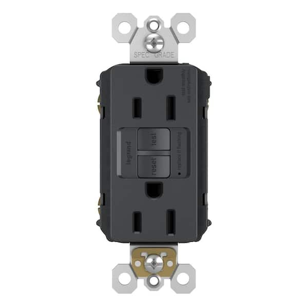 radiant 15 Amp 125 Volt Tamper Resistant GFCI Residential/Commercial Decorator Duplex Outlet, Graphite (1597TRGCC4)