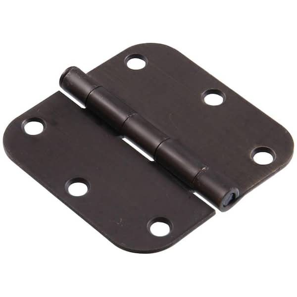 3-1/2 in. Oil-Rubbed Bronze Residential Door Hinge with 5/8 in. Round Corner Removable Pin Full Mortise (5-Pack) (852593)