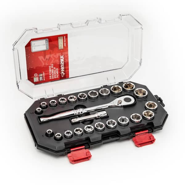 3/8 in. Drive Ratchet SAE/Metric Standard Socket Set (24-Piece) (H3D24PCSWS)