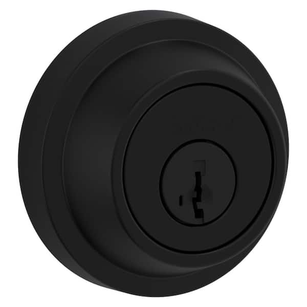 Round Matte Black Single Cylinder Deadbolt Featuring SmartKey Security (96600-761)