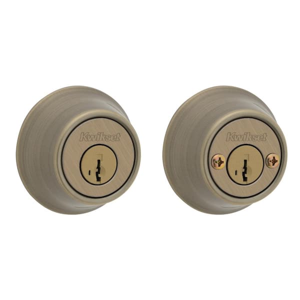 665 Antique Brass Double Cylinder Deadbolt featuring SmartKey Security and Microban Technology (96650-510)