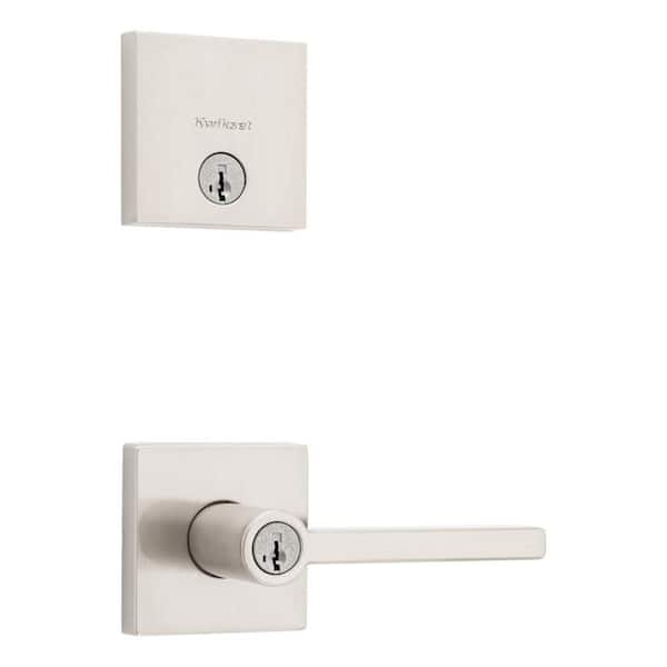 Halifax Satin Nickel Entry Door Lever with Single Cylinder Deadbolt Combo Pack featuring SmartKey Security (99910-067)