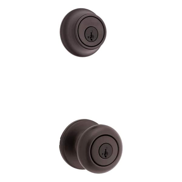 Cove Venetian Bronze Keyed Entry Door Knob and Single Cylinder Deadbolt Combo Pack featuring SmartKey and Microban (96900-421)