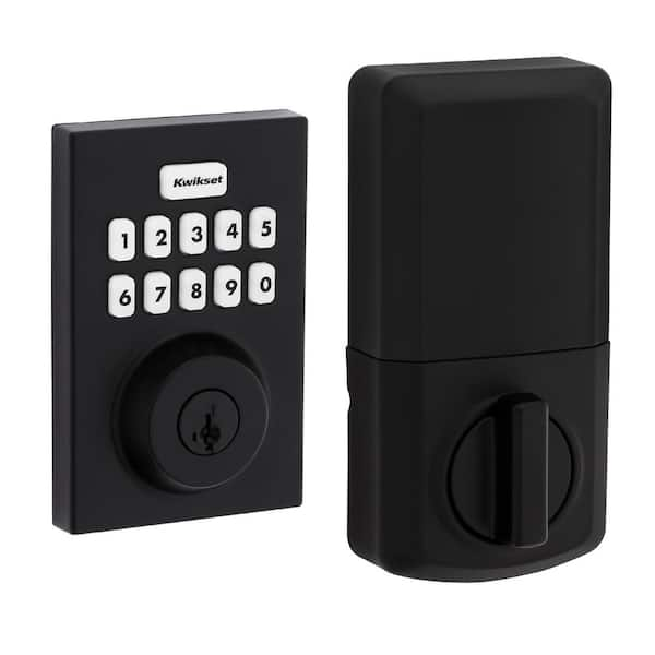 Powerbolt 250 Matte Black Single Cylinder Smart Lock Deadbolt with 10-Button Keypad Featuring SmartKey Security (992500-006)