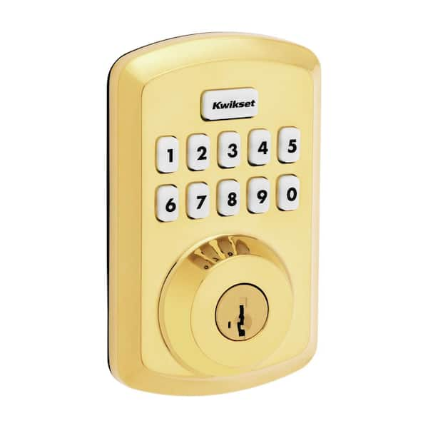 Powerbolt 250 10-Button Keypad Lifetime Polished Brass Transitional Electronic Deadbolt Door Lock (992500-001)