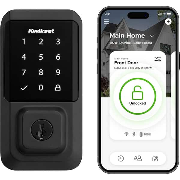 HALO Matte Black Touchscreen WiFi Keypad Electronic Single-Cylinder Smart Lock Deadbolt (99390-004)