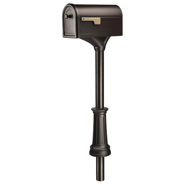 Roxbury Rubbed Bronze, Large, Steel Post Mount Mailbox and Premium Steel Post Combo (7980RZ)