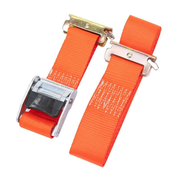 2 in. x 12 ft. 2000 lbs. Orange Cambuckle Ratchet Strap for X-Track/E-Track Systems (2-Pack) (1768)