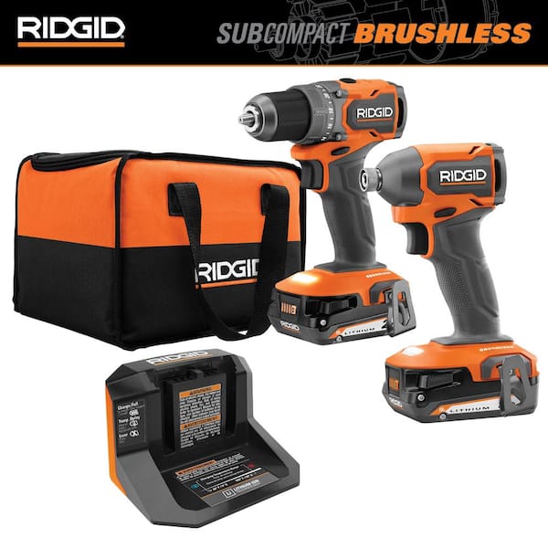 18V SubCompact Brushless 2-Tool Combo Kit with Drill/Driver, Impact Driver, (2) 2.0 Ah Batteries, Charger, and Tool Bag (R97801)