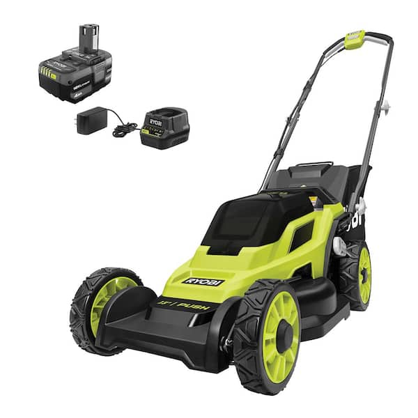 ONE+ 18V 13 in. Cordless Battery Walk Behind Push Lawn Mower with 4.0 Ah Battery and Charger (P1180VNM)