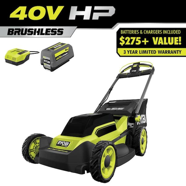 40V HP Brushless 20 in. Cordless Electric Battery Walk Behind Self-Propelled Mower with 6.0 Ah Battery and Charger (RY401180US)