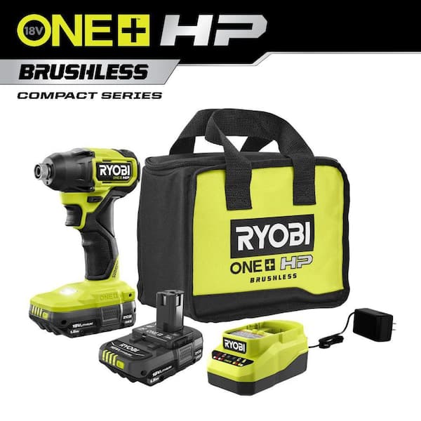 ONE+ HP 18V Brushless Cordless Compact 1/4 in. Hex Impact Driver Kit with (2) 1.5 Ah Batteries and Charger (PSBID02K2)