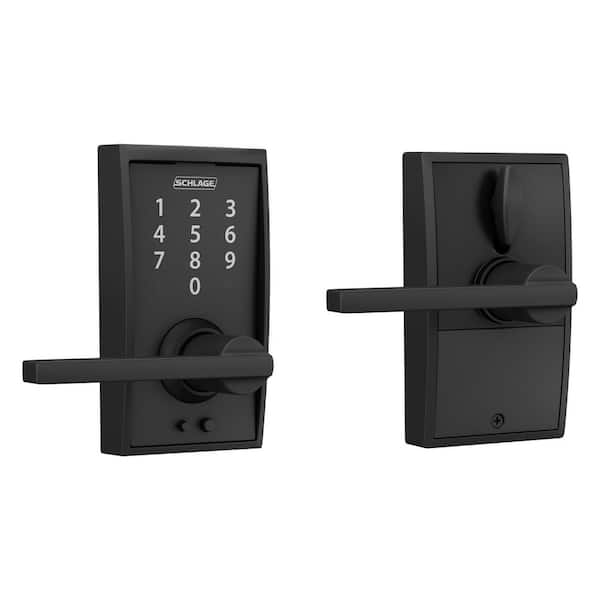 Century Matte Black Touch Keyless Touchscreen Door Lock with Latitude Handle (457977)