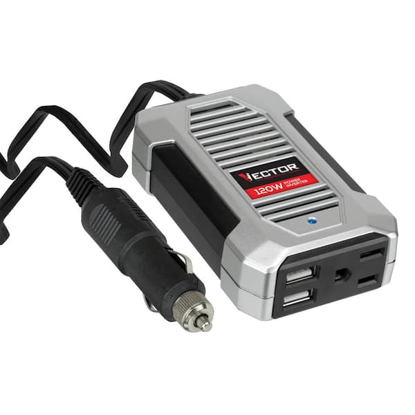 120 Watt Power Inverter, 12V DC, 120V AC, Dual USB Charging Ports (PI120SV)