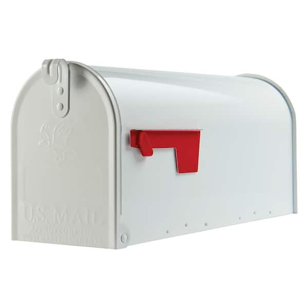 Elite White, Medium, Steel, Post Mount Mailbox (E1100WAM)